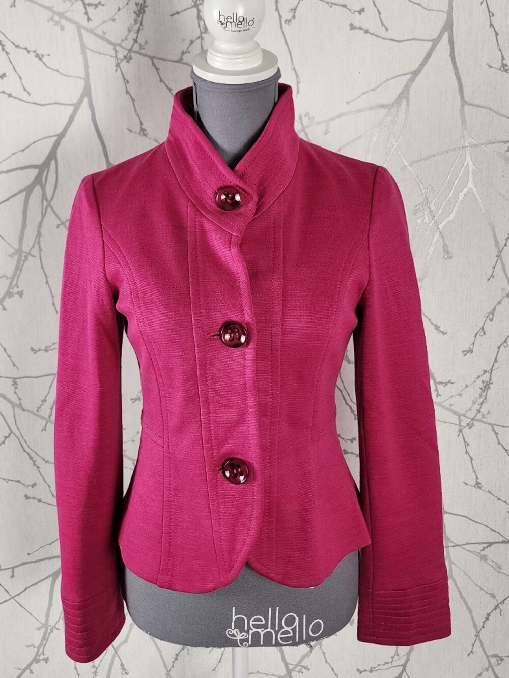 Olsen Hot Pink 27% Wool Blend Button Front Fitted Jacket